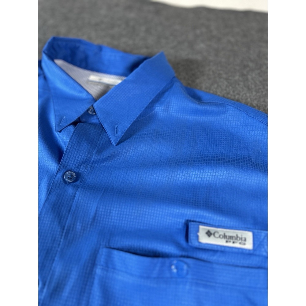Columbia Bahama PFG Mens Shirt XL Blue Omni-Shield Vented Lined